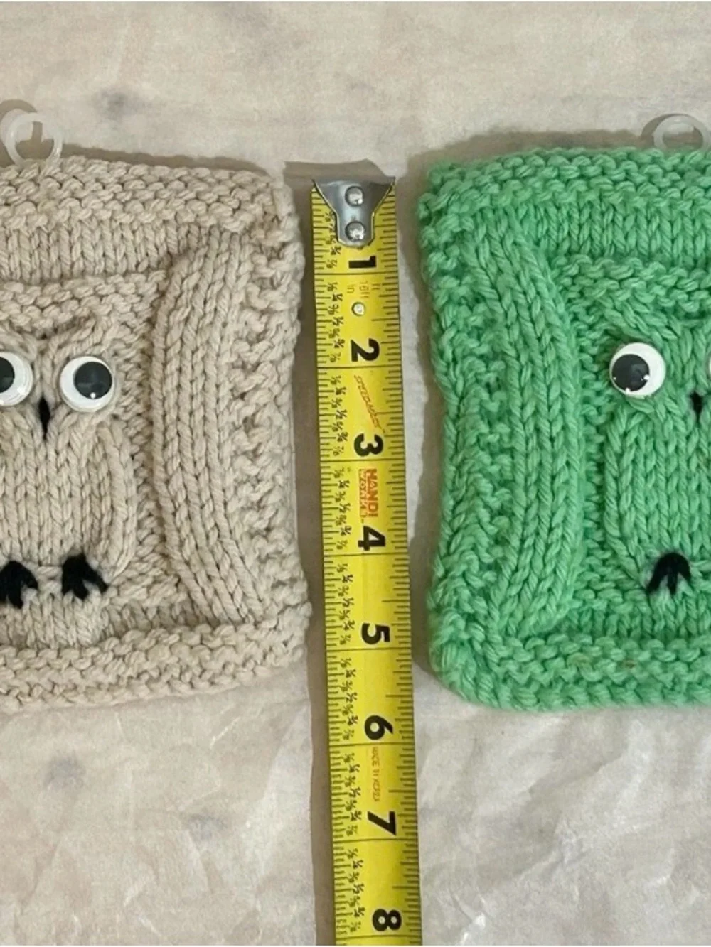 Vintage Set of 2 Handmade Crocheted 70s Owl Pot Holders•Hot Pads•Trivets